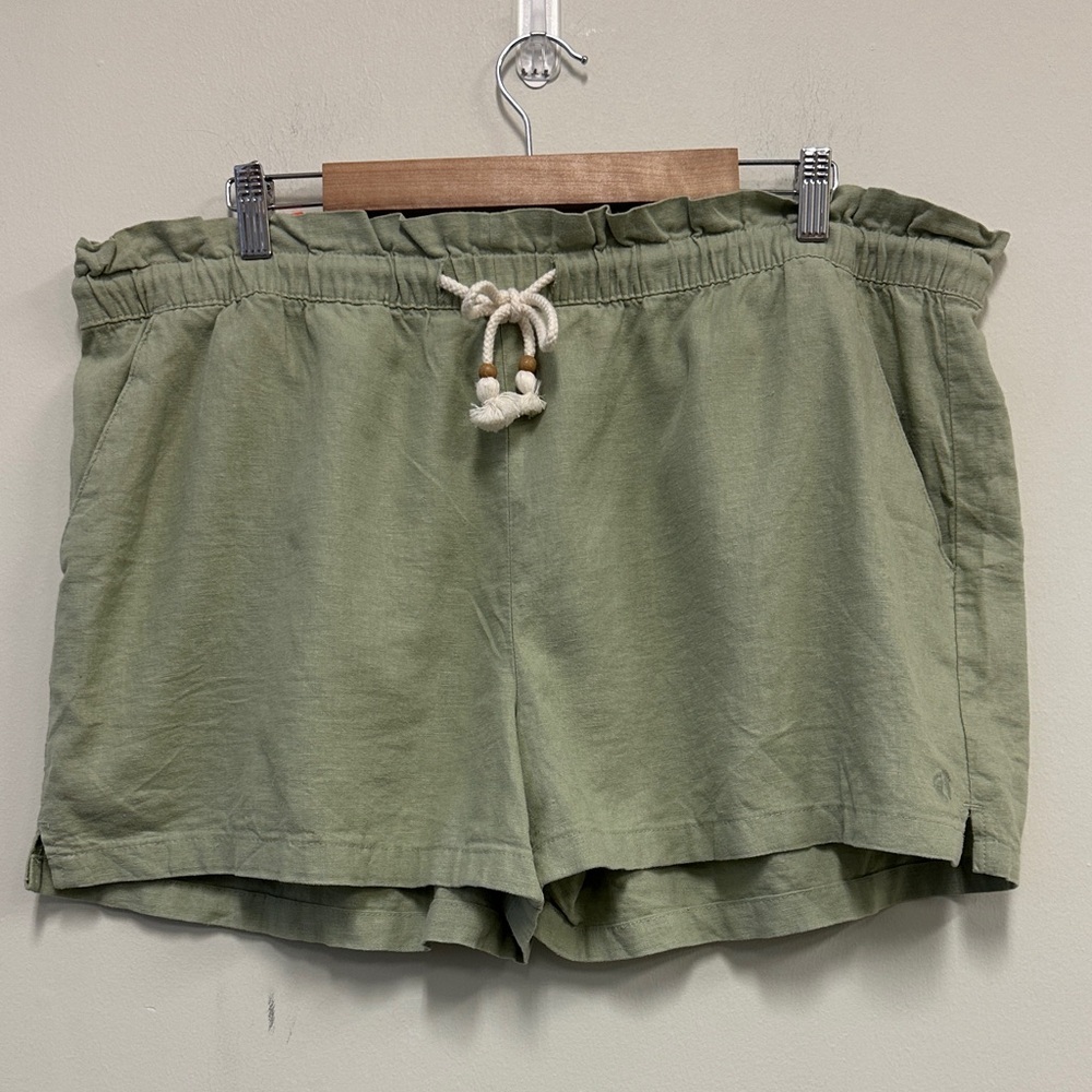 Hang Ten Linen Blend Sage Green High Waist Women's Shorts